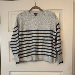 New without Tags Vince Camuto Gray and Black Striped Crewneck Sweater
